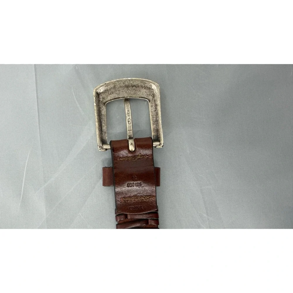 Leatherman Ltd Braided Leather Belt Mens 42 Brown‎ Woven Silver Buckle Golf